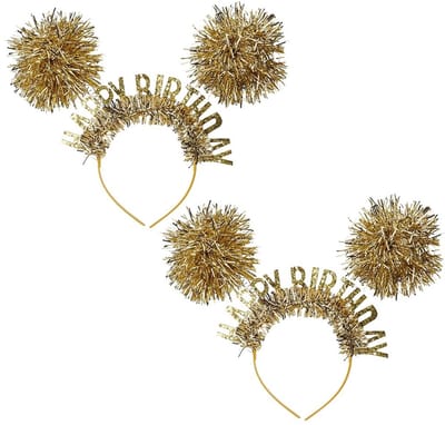 Dailygoods- Hoofdband Gouden Pom Pom Design - Feesthoedjes - Verjaardagscadeau - Cosplay Accessoires - Kunststof - Comfortabel Draagbaar - Feesthoed