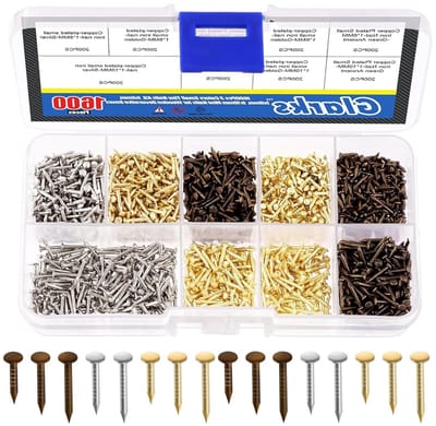 1600-delige kleine spijkerset voor hout, inclusief gouden, zilveren en bronzen mini spijkers van 1x6mm, 1x8mm en 1x10mm voor DIY-projecten en bevestigingsaccessoires
