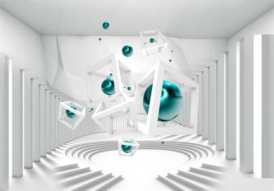 Fotobehangkoning - Behang - Vliesbehang - Fotobehang - Corridor of Geometry - 3D Geometrie - Tunnel - 150 x 105 cm