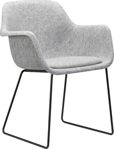 Felt - PET Stoel Lichtgrijs - Zwart Frame - 100% recycle plastic en staal - Zitting Grijs (Fair Furniture Group – Nederlands Familiebedrijf)