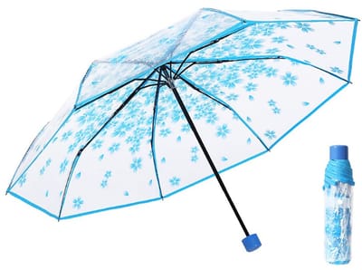 longziming -Regenparaplu - Transparante Paraplu - Opvouwbaar Model - Onbeperkt Zicht - Stormvaste Constructie - POE-Materiaal - Kersenbloesem Motief - Comfortabele Grip - 1 Stuk