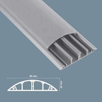 Vloer/wand kabelgoot/ leidinglijst met bevestigingstape 2X1 M grijs 90X20 mm