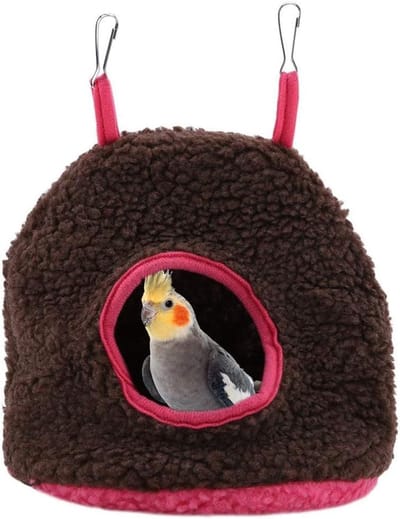 Dailygoods- Vogelhangmat Medium - Fleece Berberfleece - Warm Pluche - Vogelhuis - Geschikt voor Valkparkieten - Afmetingen 21x19x15 cm - Vogelnest