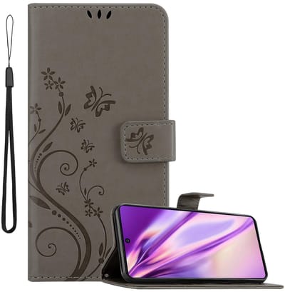 Cadorabo Hoesje geschikt voor Samsung Galaxy A91 / S10 LITE / M80s in BLOEMEN GRIJS - Beschermhoes in bloemmotief met magnetische sluiting, standfunctie en kaartsleuven Book Case Cover Etui