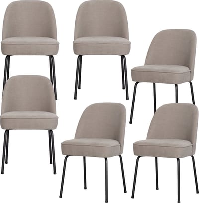 WOOOD Vogue Eetkamerstoelen - Geweven stof - Zand - Set van 6