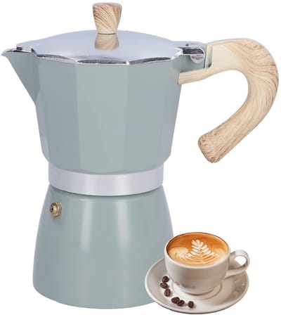 Dailygoods - Koffie Pot - Moka Pot - Handmatig Espresso Zetapparaat - Blauw Meer - Aluminium Koffiezetter - Geschikt voor Reizen - 300 Milliliter