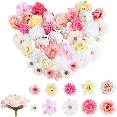 Pack of 40 Kunstbloemen - Flower Cups - Kunstbloemen voor Ambachten - 10 Stijlen - Kleine Zijden Bloemen - Nepbloemen voor Trouwen - Thuis - DIY Ambachten