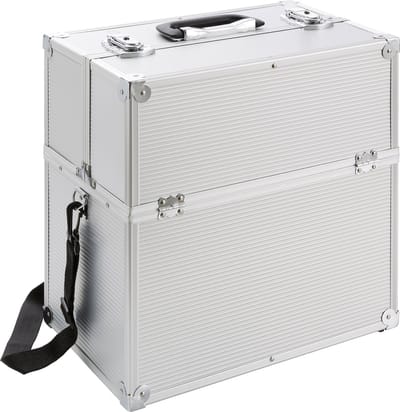 AREBOS Cosmeticakoffer | 26L | incl. draagriem | 13 compartimenten | Aluminium | incl. slot & sleutel | uitklapbare legplanken | individueel in te delen door 8 tussenschotjes | 39 x 36 x 23 cm