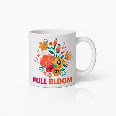 Full Bloom Mok – 330 ml Bloemige Koffiebeker – Vrolijk Kleurrijk Bloemenontwerp – Perfect Lente Cadeau voor Tuin- en Natuurliefhebbers