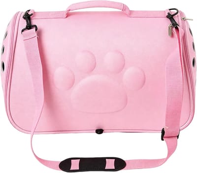 Kat Reistas - Huisdier Uitstapjestas - Reizen met huisdier - Krabvaste buitenkant - 43L x 27B x 9H cm - Roze