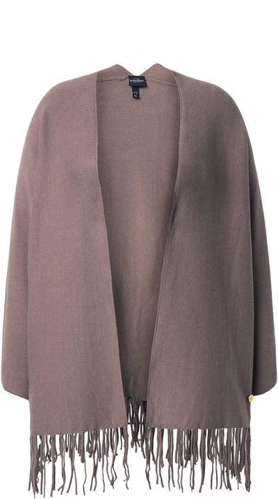 Ulla Popken - Dames - Gebreid vest gerafelde zoom zonder sluiting lange mouwen - Bleekbruin - Maat 58+