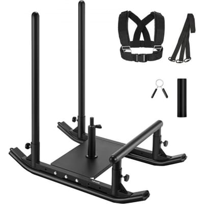 VEVOR Gewichtsslee Power Sled Krachttrainingslee om de snelheid te verbeteren bij atletische oefeningen, Fitnessapparaat met handvat, Compatibel met 25/51 mm gewichtsschijven, Zwart