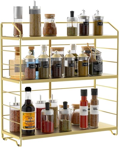 Verstelbaar 3-laags Kruidenrek Organizer voor Keuken en Badkamer - Multifunctionele Opbergplank voor Specerijen en Cosmetica