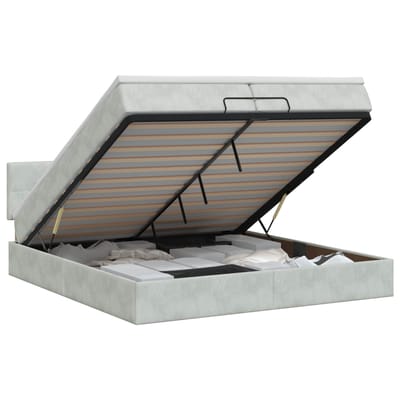 vidaXL - Ottoman - bed - met - matras - Lichtgrijs - 200 - x - 200 - cm - Fluweel