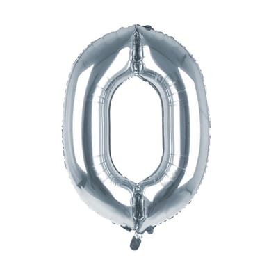 Cijfer Ballon '0'  Zilver (100CM)