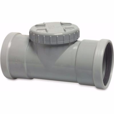Inspectie T-stuk PVC-U 110 mm SN4 manchet DN100 grijs KOMO/BENOR