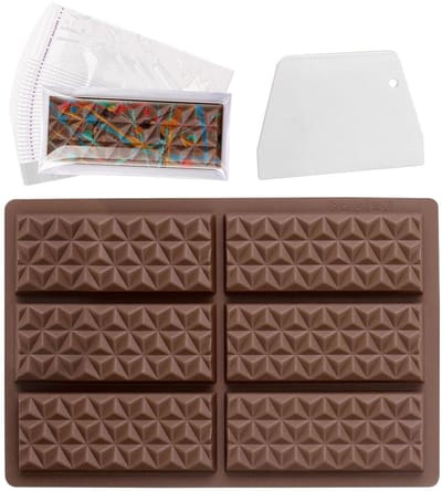 Dailygoods- Bakvorm Siliconen - Antiaanbaklaag - 1 Stuk - 26x17 cm - Inclusief 100 Voedselverpakkingszakken - Schraper - Bruin - Siliconen Mal