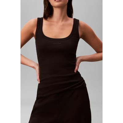 Calvin Klein Sl Varigated Rib Tank Top Black Taglia: XS | Canottiere Outlet | Donna | Nero