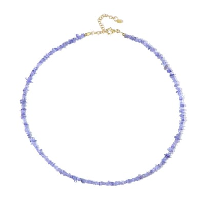 Cavill - Zilveren Halsketting - 925 Sterling Zilver Verguld - Tanzaniet 39,758 ct Fancy Kralen - Elegant Blauw-Lila Edelsteen - 45-50 cm
