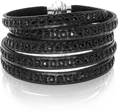 SIF JAKOBS JEWELLERY AREZZO BLACK BRACELET WBK/ZIRKONIA 90CM SJ-BR2359-NN/BK/90.