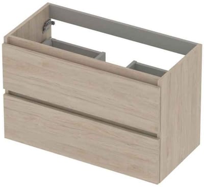 INK - Onderkast 2 Laden Greeploos met Houten Keerlijst - 800x400x520 Mm - Ivoor Eiken