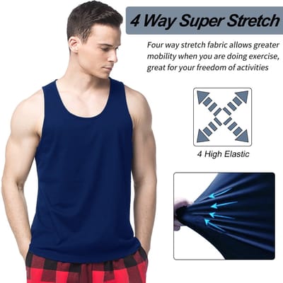 MEETYOO Y-Back Spiertank Top, Heren Tanktops Snel Droge Gym Mouwloze Spiert Shirts Voor Herenfitness, Sport- En Trainingsactiviteiten, Zoals Yoga, Fietsen, Rennen, Basketbal Spelen, Voetbal, Gewichtheffen-BLAUW-XL