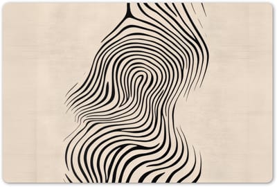 Placemats 45x30 cm - Placemat kunststof - 1 stuk - Lijnen - Abstract - Golvend - Zwart - Borden onderleggers - Decoratie voor op tafel - Keuken tafeldecoratie accessoires - Vinyl onderlegger - Tafelversiering