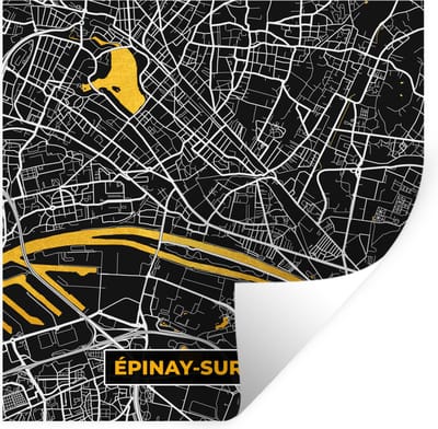 Muurstickers - Sticker Folie - Frankrijk – Épinay-sur-Seine – Stadskaart – Plattegrond – Kaart - 100x100 cm - Plakfolie - Muurstickers Kinderkamer - Zelfklevend Behang XXL - Zelfklevend behangpapier - Stickerfolie