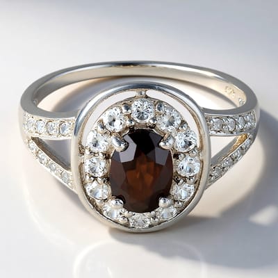 Cavill - Zilveren ring met 1,04 ct Chocolade zirkoon en Cambodjaanse zirkonen - 925 Sterling zilver - Ovale elegante damesring - 1,77 ct totaal