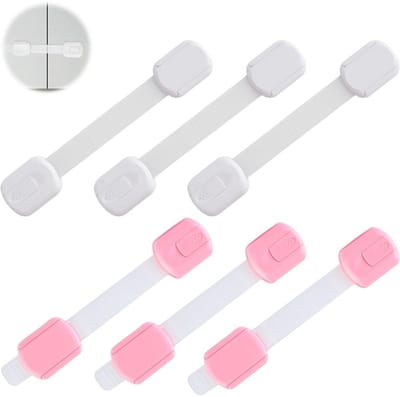Dailygoods- Kinderbeveiliging - 6 Stuks - Kinderbeveiliging Deur - Zonder Boren - Voor Kast/Lade/Koelkast - Met Lijm - Veelzijdig Inzetbaar - Kinderveiligheid