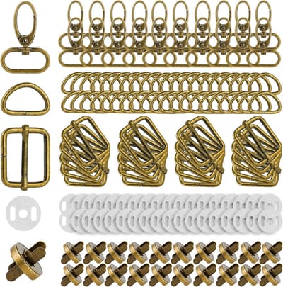 Metalen draaibare karabijnhaken en D-ringen set voor handtassen en accessoires
