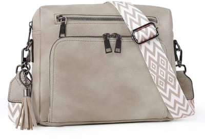 TANTOMI Dames Schoudertas - met RFID-Blocking – Anti-diefstal Design - Verstelbare Band - Crossbody Tas met Kaartsleuven - Kunstleer (PU) - Grijs