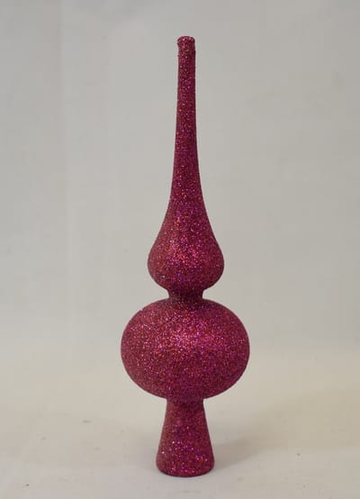 ZoeZo Design - kerstboompiek - piek - kerstpiek - glitter - rood - paars - kleine piek - H 20 cm - Ø 6 cm - glas