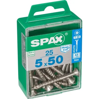 Spax Universele Schroef T-star Rvs Verzonken Kop Torx T20 - 5x50mm - 25 Stuks