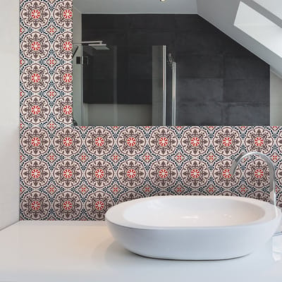 Zelfklevende tegelmuurstickers voor keuken en badkamer - 30 cementtegelstickers, Azulejos-stijl, Cleora - 30 stickers, 20x20 cm