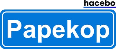 Hacebo - Plaatsnaam Sticker - 29x10 CM - Papekop sticker - Verkeersborden sticker - grappige cadeaus - Papekop