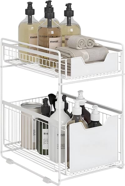 Onder Gootsteen Schuifkast Uittrekbaar - Voor Badkamer & Keuken - 2-laags Uittrekbare Lade, Opbergrek Organisator - Multifunctioneel - onder gootsteen organizer keuken organizer - WIT-Large