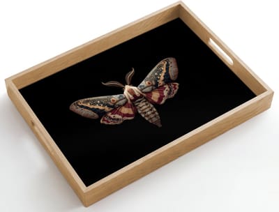 Dienblad hout 50x35 cm - Schootdienblad - Mot - Oosterse patronen - Sierlijk - Borrelplank rechthoek - Plateau dienbladen