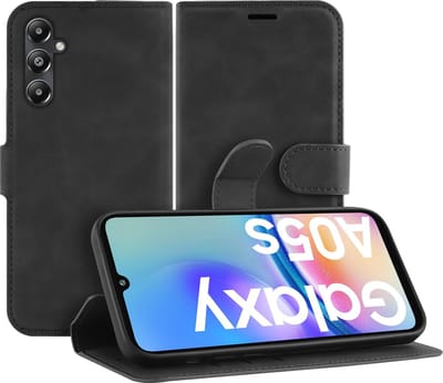 Cazy hoesje geschikt voor Samsung Galaxy A05s Hoesje met Pasjeshouder - Premium Bookcase - Zwart