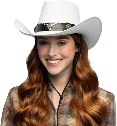 Boland - Hoed cowboy Wyatt wit Wit - 59 - Volwassenen - Unisex - Festival - Wild west - Western
