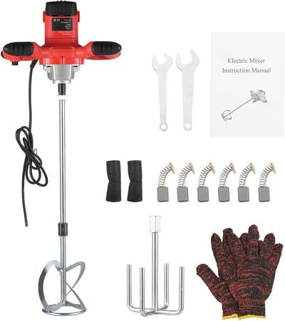 Elektrische Mixer - Beton Mengmachine - Materiaal Mengen - 6 Snelheden Instelbaar - 2100 Watt - Grijs