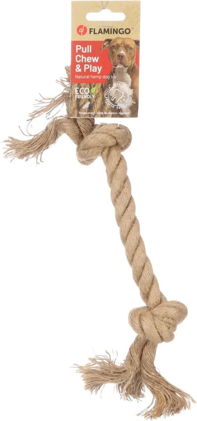 Flamingo - Hondenspeelgoed - Touw Met 2 Knopen - 33CM