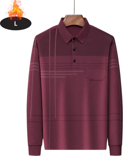 Livano Poloshirt Heren - T-Shirt Heren - Shirt - Overhemd - Polo Shirt Lange Mouwen - Bordeauxrood - L