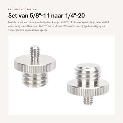 Dailygoods - Set van 5/8"-11 naar 1/4"-20 Meetadapters voor Statief Laser (2 stuks)
