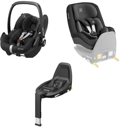 Maxi-Cosi Pebble Pro & Pearl Pro² autostoelen met FamilyFix 3 base bundel - vanaf de geboorte tot 4 jaar, Black