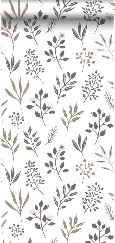 ESTAhome behang bloemmotief in Scandinavische stijl wit - 53 cm x 10.05 m - 139081