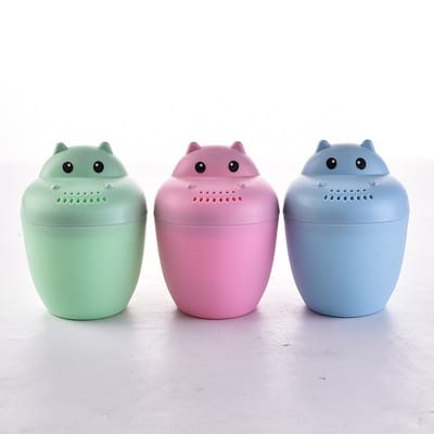 3 stuks Baby shampoobeker met cartoonprint, babybadlepel, waterschepje voor de douchekop, badlepel, gemaakt van verdikt plastic (roze, blauw, groen)