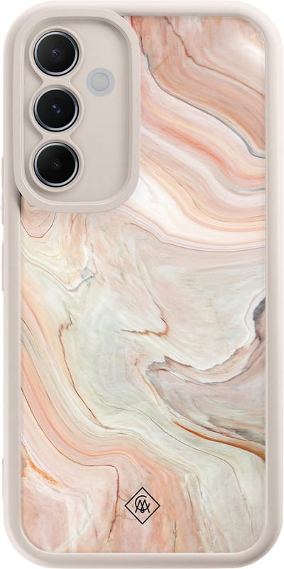 Casimoda® hoesje - Geschikt voor Samsung Galaxy A55 - Marmer Waves - Zwart TPU Backcover - Water - Bruin/beige