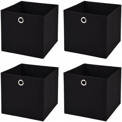 Set van 4 Zwarte Vouwdozen Opslagboxen 28x28x28 cm - Opvouwbare Opbergkubus
