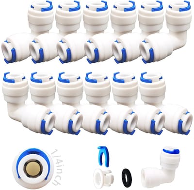 Dailygoods - Adapterfitting Verbindingsstukken - Koppelingen voor Waterleiding - 12 Stuks Set - Pushfit Stekker - Geschikt voor RO Waterfilters - 6,35...